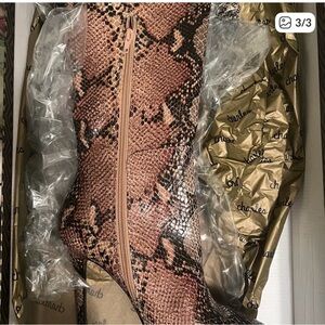 Snake-Print  Boot with Side Zip - Brown & Black